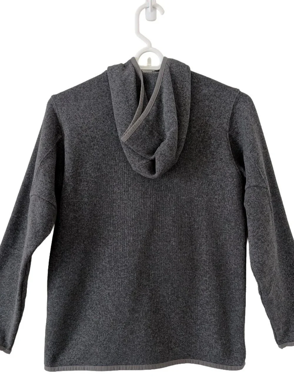 Lands' End Sweater/Fleece Jacket, Full-Zip w/Hood, Gray Heather, Boy's 10-12 (M)